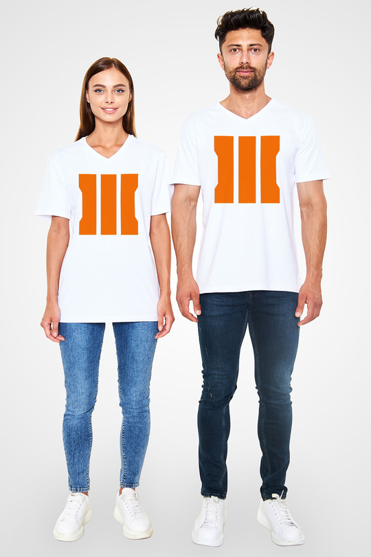 Call of Duty Beyaz Unisex V Yaka Tişört T-Shirt