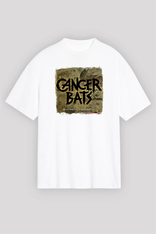 Cancer Bats Baskılı Unisex Beyaz Oversize Tişört