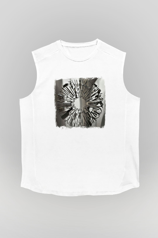 Carcass Baskılı Unisex Beyaz Kolsuz Tişört