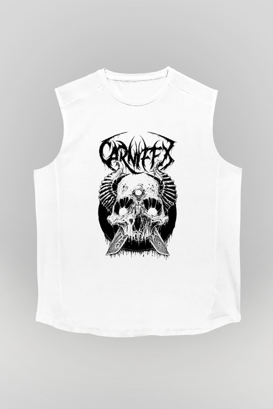 Carnifex Beyaz Unisex Kolsuz Tişört