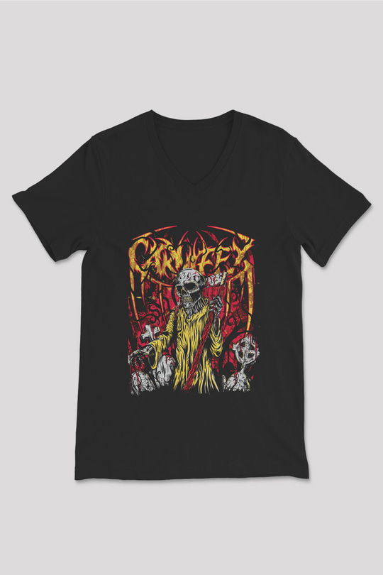 Carnifex Siyah Unisex V Yaka Tişört T-Shirt