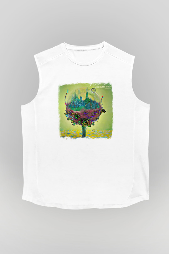 Carousel Kings Baskılı Unisex Beyaz Kolsuz Tişört