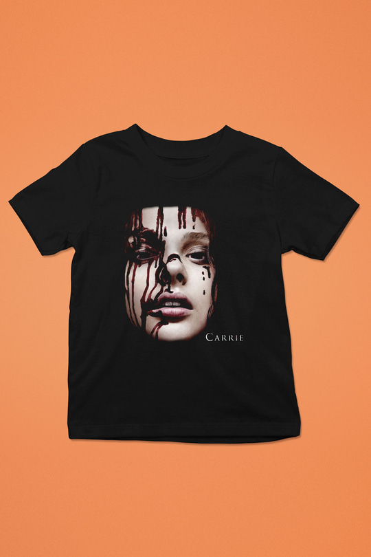 Carrie Baskılı Siyah Unisex Çocuk Tişört