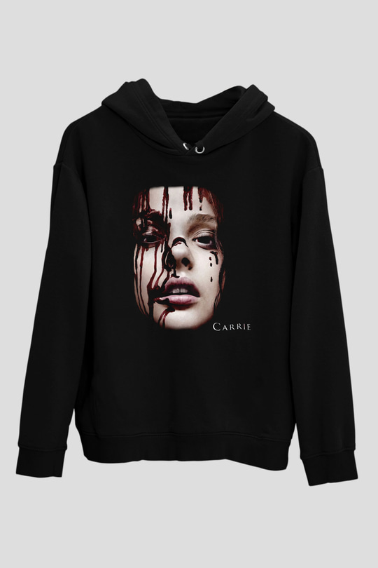 Carrie Siyah Unisex Kapüşonlu Sweatshirt
