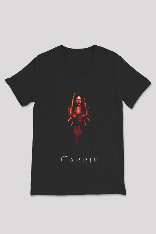 Carrie Siyah Unisex  V Yaka Tişört