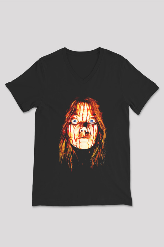 Carrie Siyah Unisex V Yaka Tişört