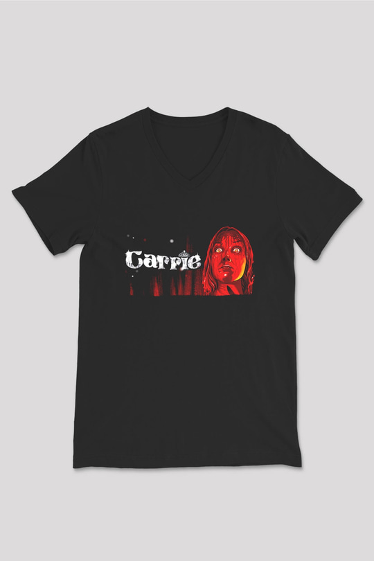 Carrie Siyah Unisex  V Yaka Tişört
