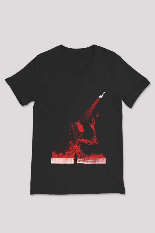 Carrie Siyah Unisex V Yaka Tişört