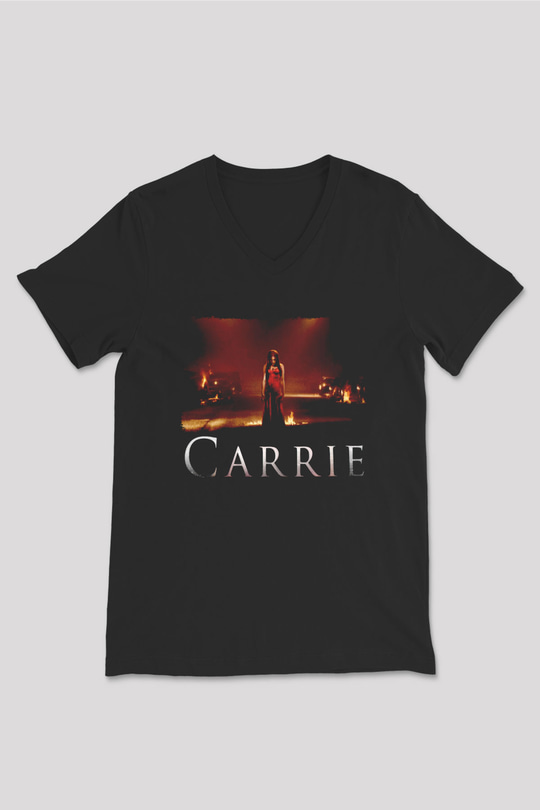 Carrie Siyah Unisex  V Yaka Tişört