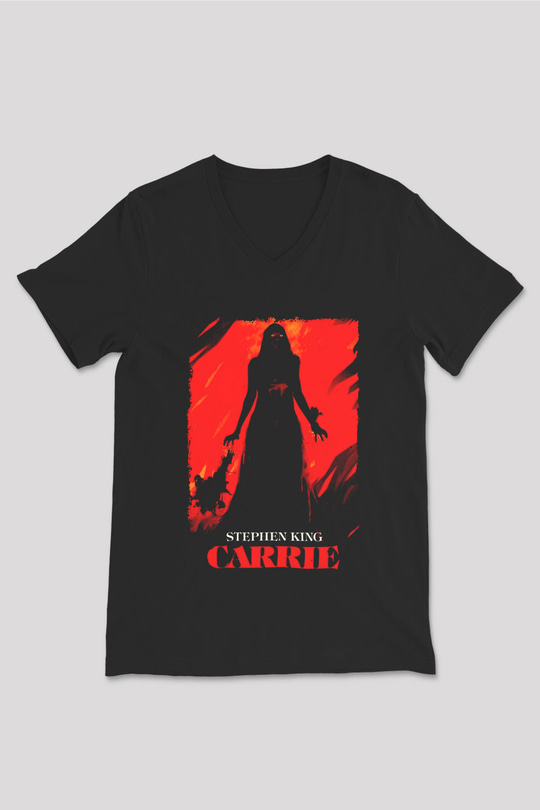 Carrie Siyah Unisex  V Yaka Tişört
