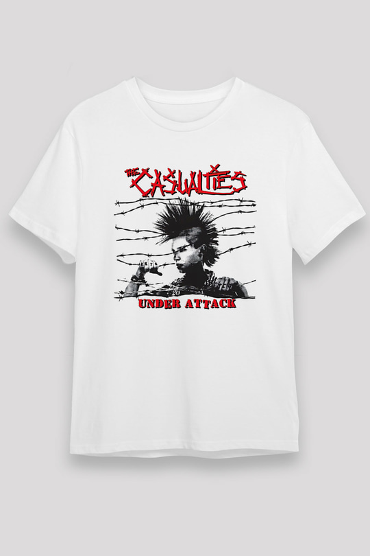 Casualties Baskılı Unisex Beyaz Tişört - Tshirt