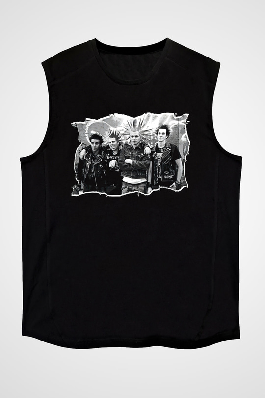 Casualties Baskılı Unisex Siyah Kolsuz Tişört - Tshirt