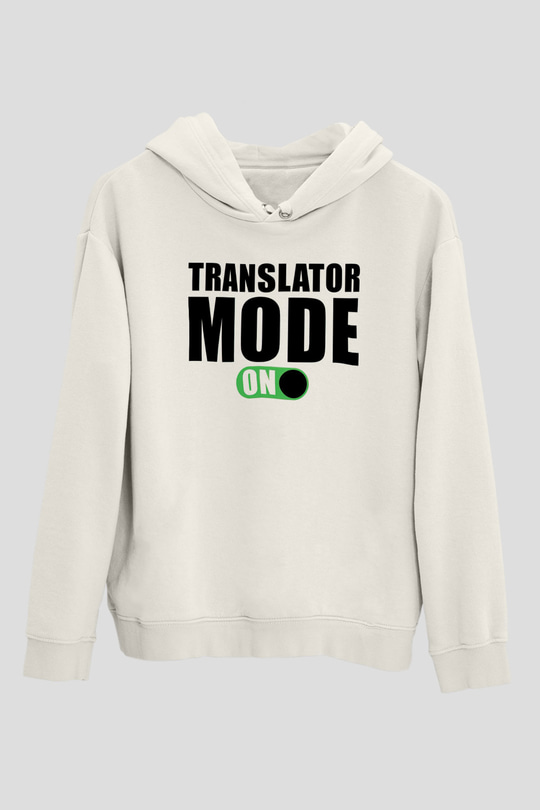 Çevirmen Beyaz Unisex Kapüşonlu Sweatshirt