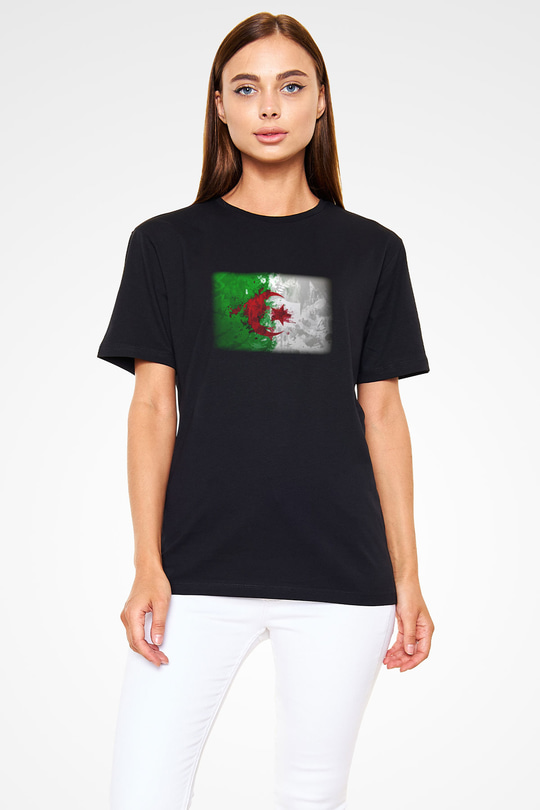 Cezayir Siyah Unisex Tişört T-Shirt - TişörtFabrikası