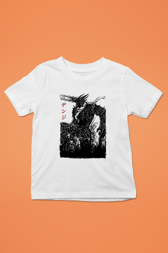 Chainsaw Man Baskılı Beyaz Unisex Beyaz Çocuk Tişört - Tshirt