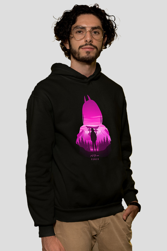 Chainsaw Man Baskılı Unisex Siyah Hoodie