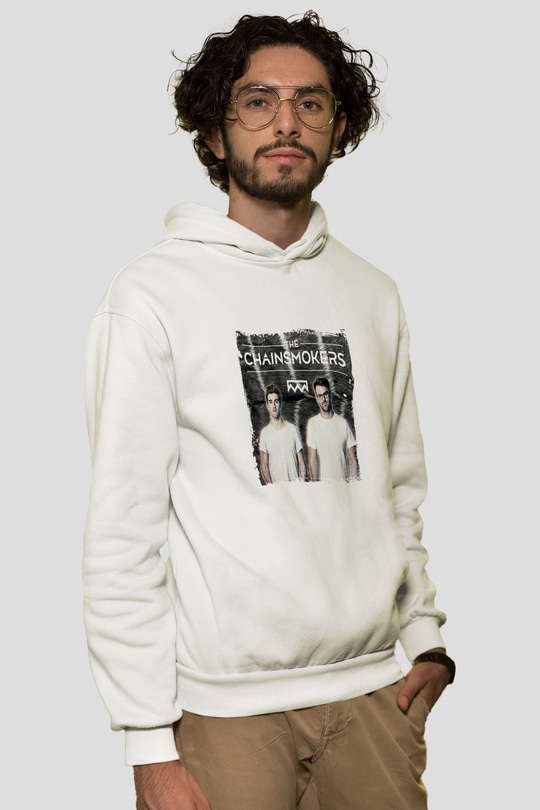 ChainsmokersBaskılı Beyaz Hoodie