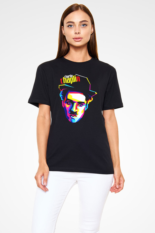 Charlie Chaplin Siyah Unisex Tişört T-Shirt - TişörtFabrikası