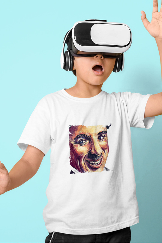 Charlie Chaplin Unisex Baskılı Beyaz Çocuk Tişört