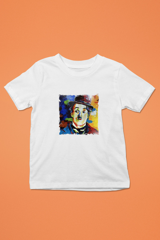 Charlie Chaplin Unisex Baskılı Beyaz Çocuk Tişört