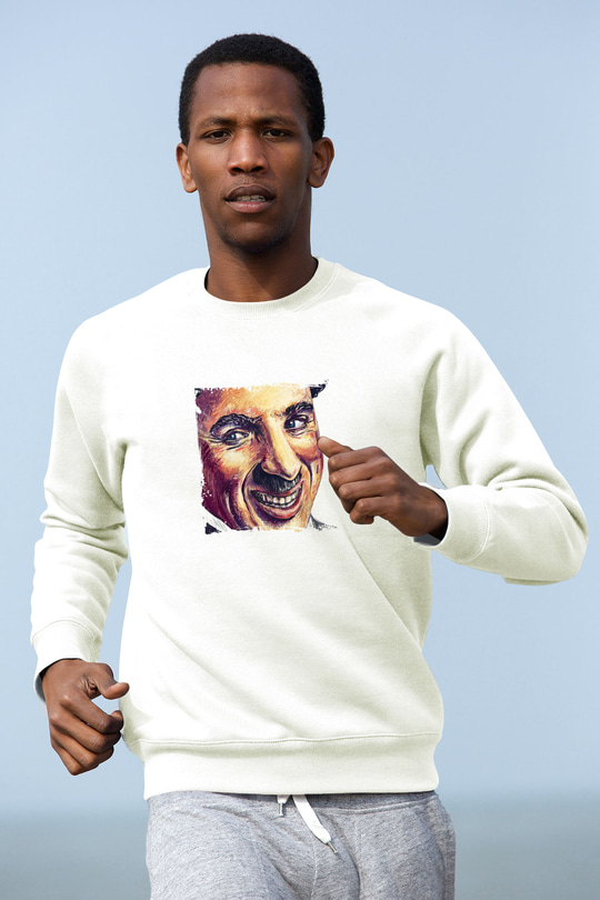 Charlie Chaplin Unisex Baskılı Beyaz Sweatshirt