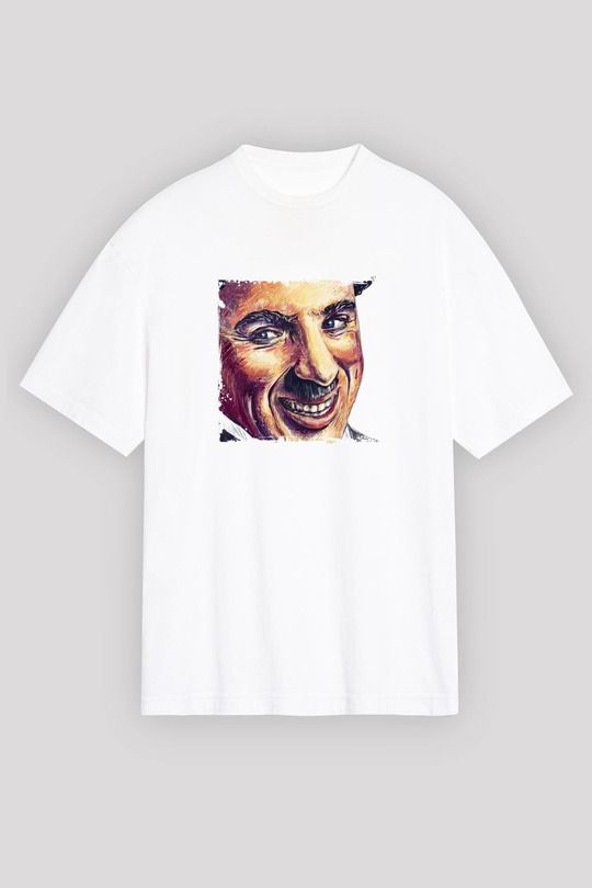 Charlie Chaplin Oversize Baskılı Beyaz Tişört