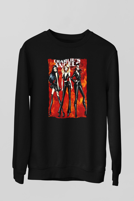 Charlies Angels Siyah Unisex  Sweatshirt