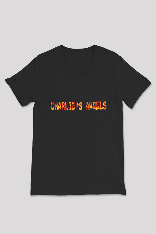Charlies Angels Siyah Unisex  V Yaka Tişört