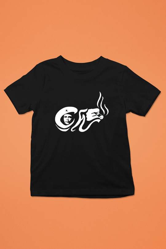 Che Guevara Baskılı Siyah Unisex Çocuk Tişört