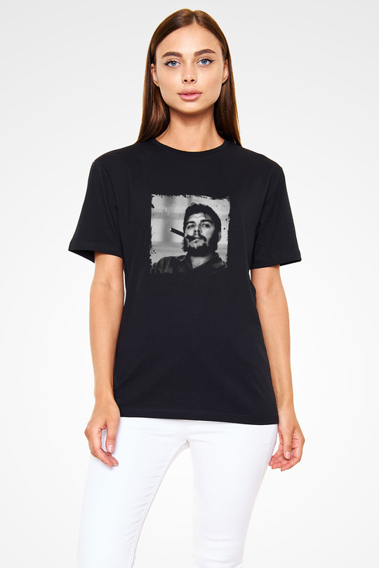 Che Guevara Baskılı Unisex Siyah Tişört