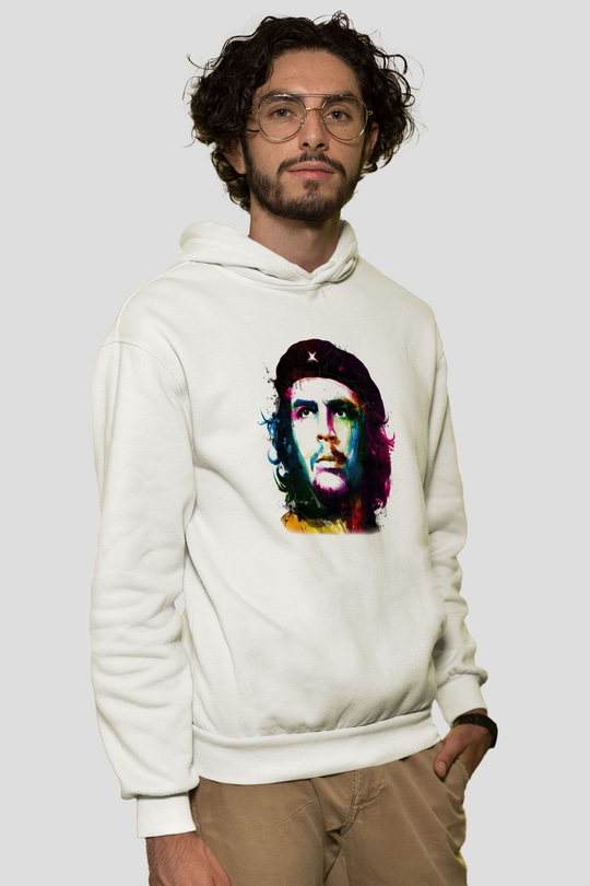 Che Guevara Beyaz Unisex Kapşonlu Sweatshirt
