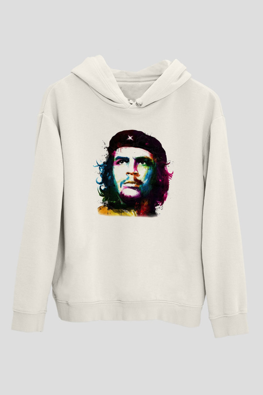 Che Guevara Beyaz Unisex Kapşonlu Sweatshirt