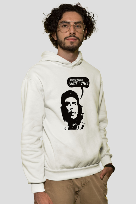 Che Guevara Beyaz Unisex Kapşonlu Sweatshirt