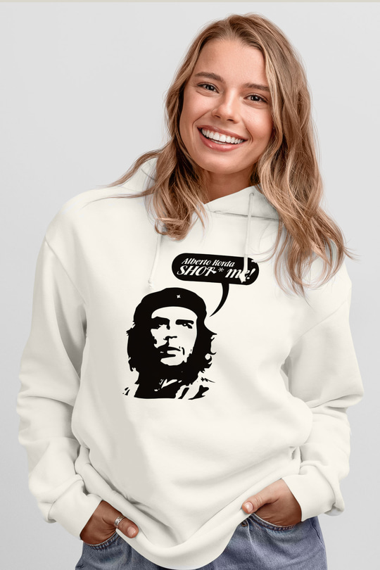 Che Guevara Beyaz Unisex Kapşonlu Sweatshirt