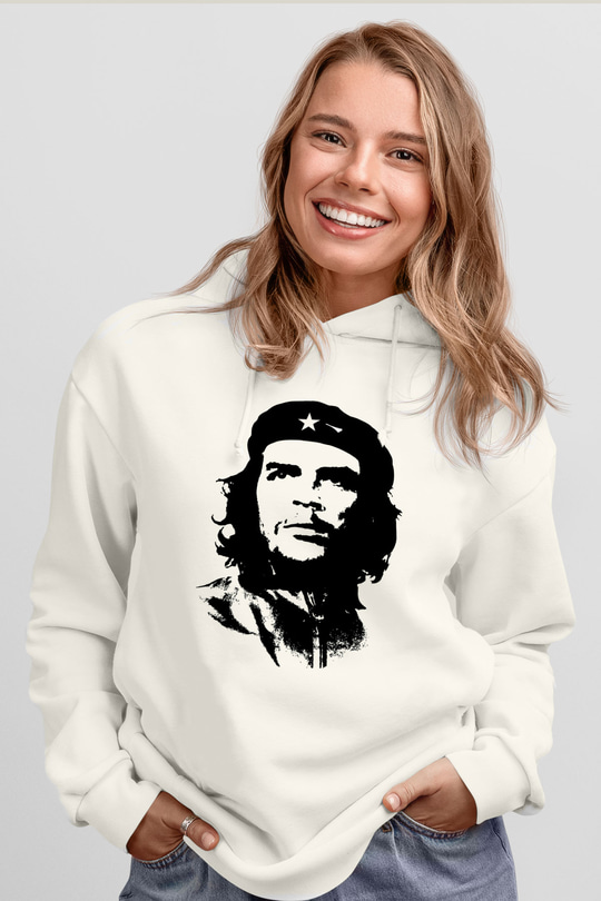 Che Guevara Beyaz Unisex Kapşonlu Sweatshirt