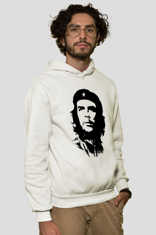 Che Guevara Beyaz Unisex Kapşonlu Sweatshirt