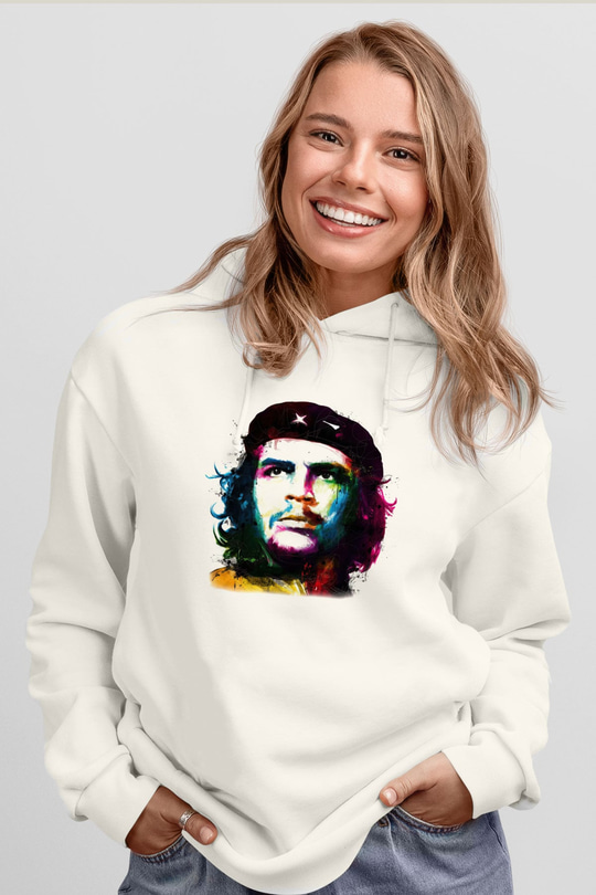 Che Guevara Beyaz Unisex Kapşonlu Sweatshirt