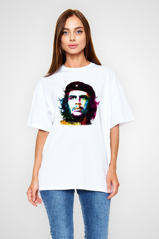 Che Guevara Beyaz Unisex Oversize Tişört T-Shirt