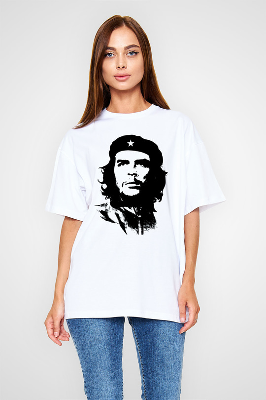 Che Guevara Beyaz Unisex Oversize Tişört T-Shirt