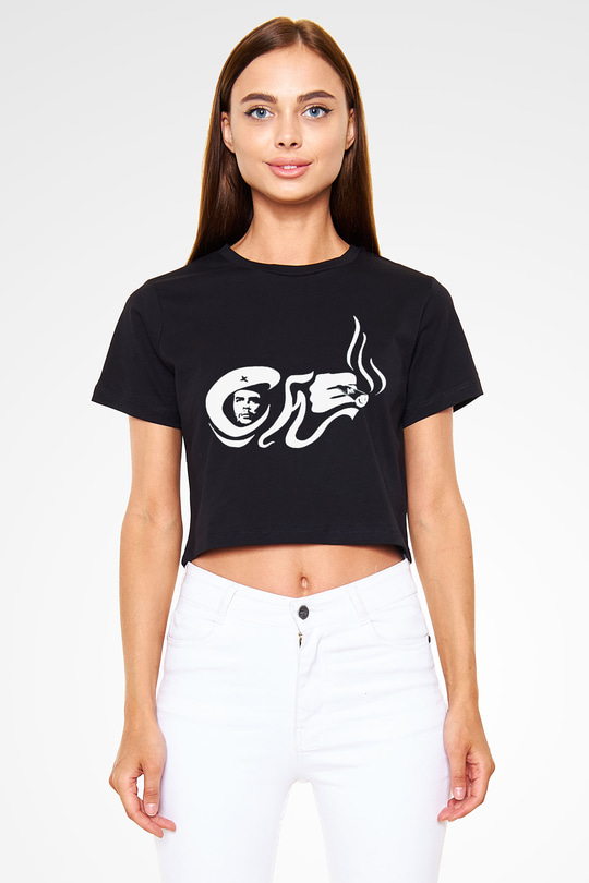 Che Guevara Siyah Crop Top Tişört