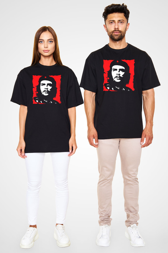 Che Guevara Siyah Unisex Oversize Tişört T-Shirt