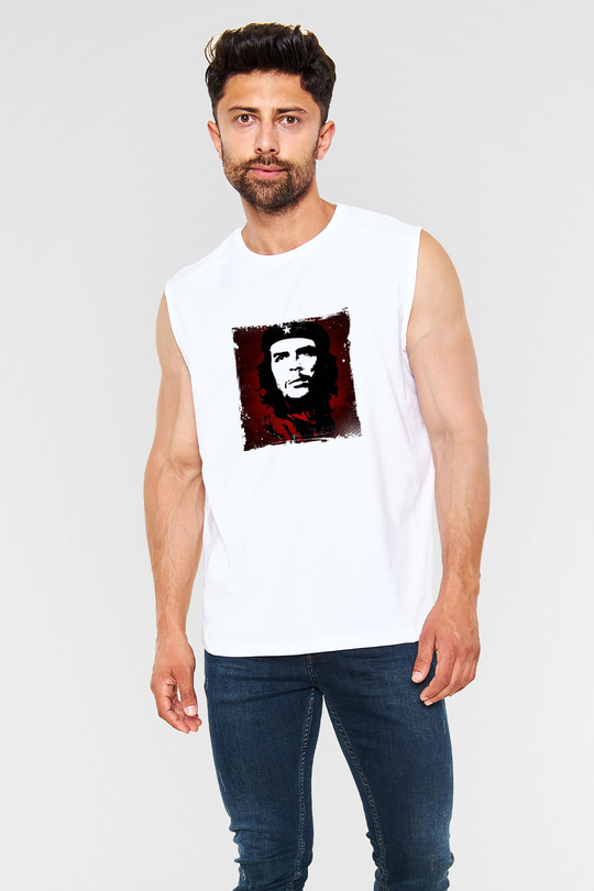 Che Guevara Unisex Baskılı Beyaz Kolsuz Tişört