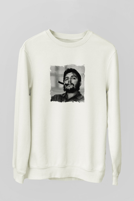 Che Guevara Unisex Baskılı Beyaz Sweatshirt