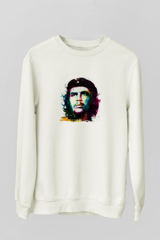Che Guevara Unisex Baskılı Beyaz Sweatshirt