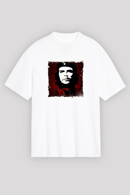Che Guevara Oversize Baskılı Beyaz Tişört