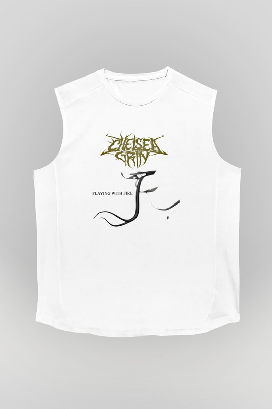 Chelsea Grin Baskılı Unisex Beyaz Kolsuz Tişört