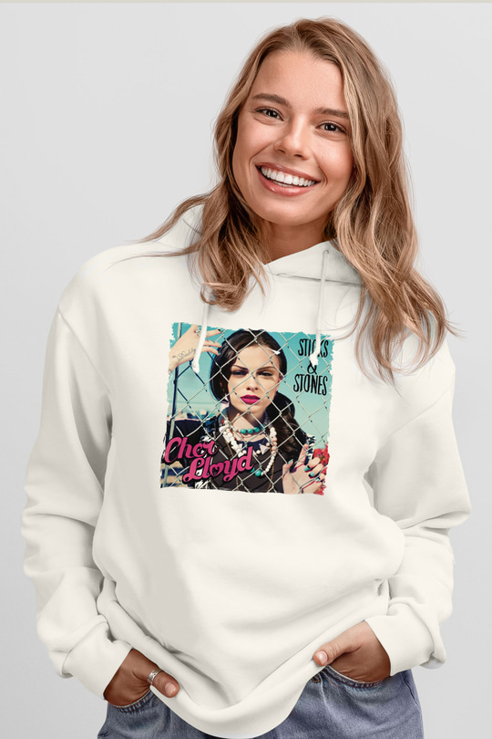 Cher Lloyd Beyaz Unisex Kapüşonlu Sweatshirt
