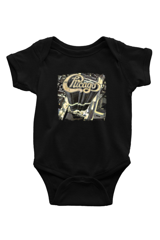 Chicago Baskılı Unisex Siyah Bebek Body - Zıbın