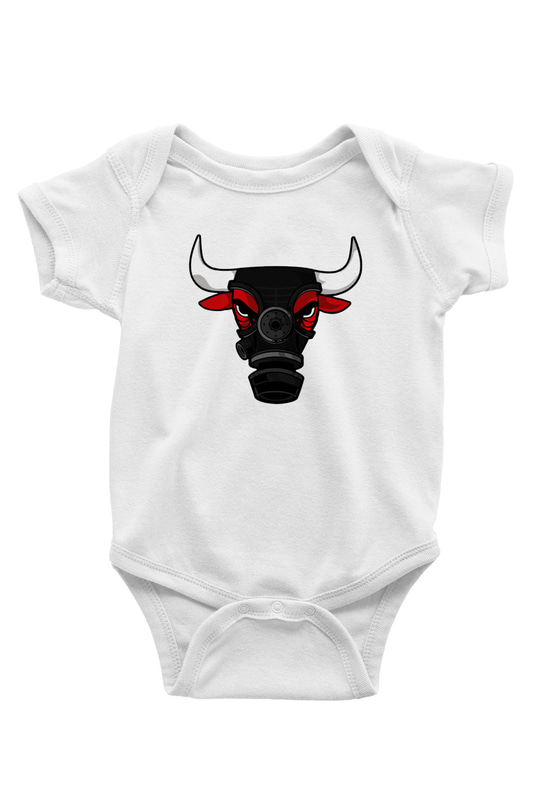 Chicago Bulls Baskılı Beyaz Unisex Bebek Body - Zıbın