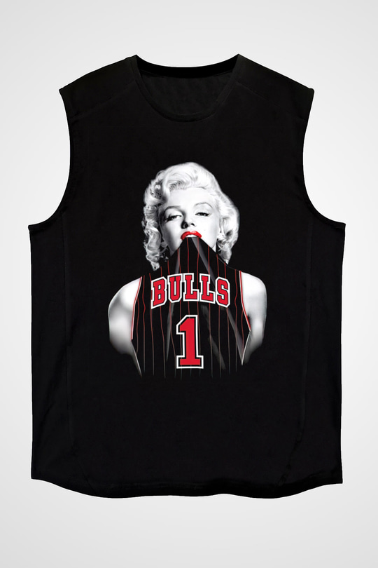 Chicago Bulls Siyah Unisex Kolsuz Tişört